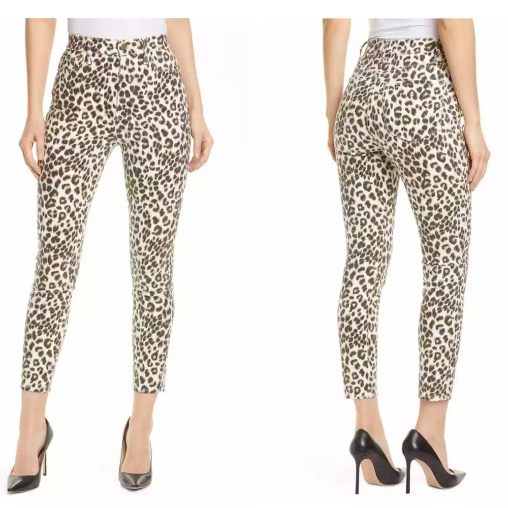 frame ali high rise cigarette leopard skinny jean